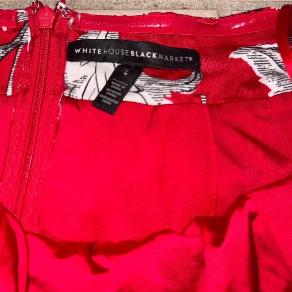 - White House Black Market Strapless Fit & Flare Dress Red Paisley Size 4 - Picture 8 of 15